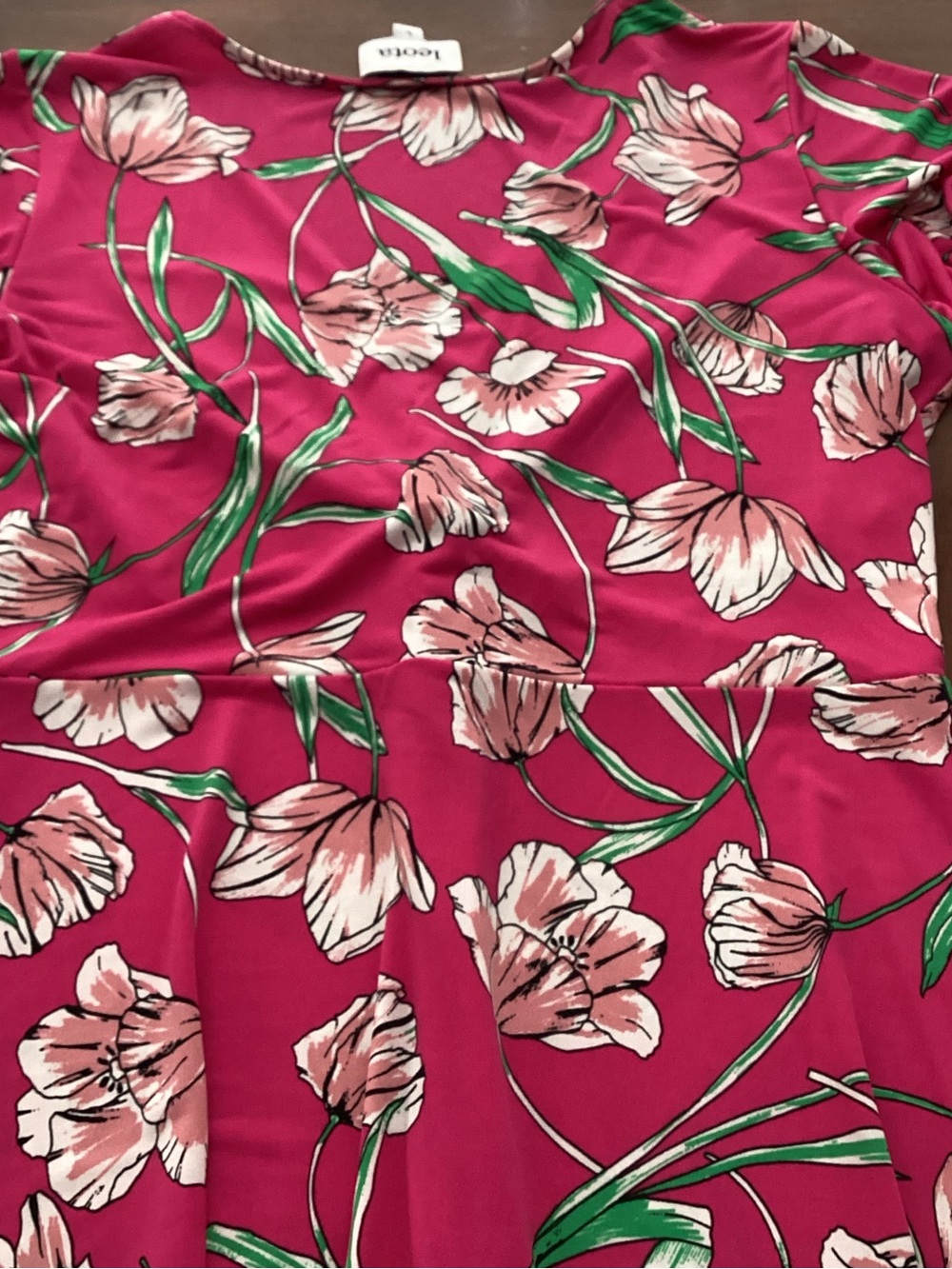 Leota Ladies Pink Floral V-Neck Dress Size L - Picture 8 of 13